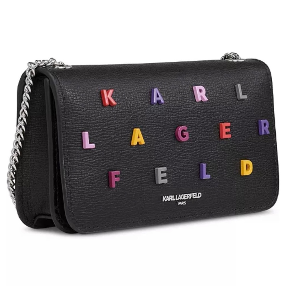 NWT KARL LAGERFELD PARISKosette Shoulder Bag   BLACK w color letters